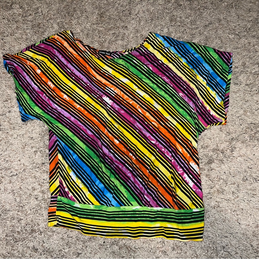 Large dolman ladies rainbow shirt size large